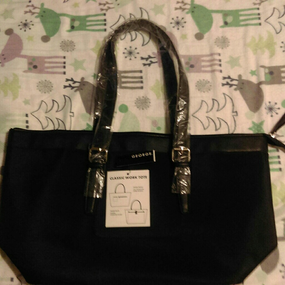 NWT George XL Black Classic Work Tote Bag Padded